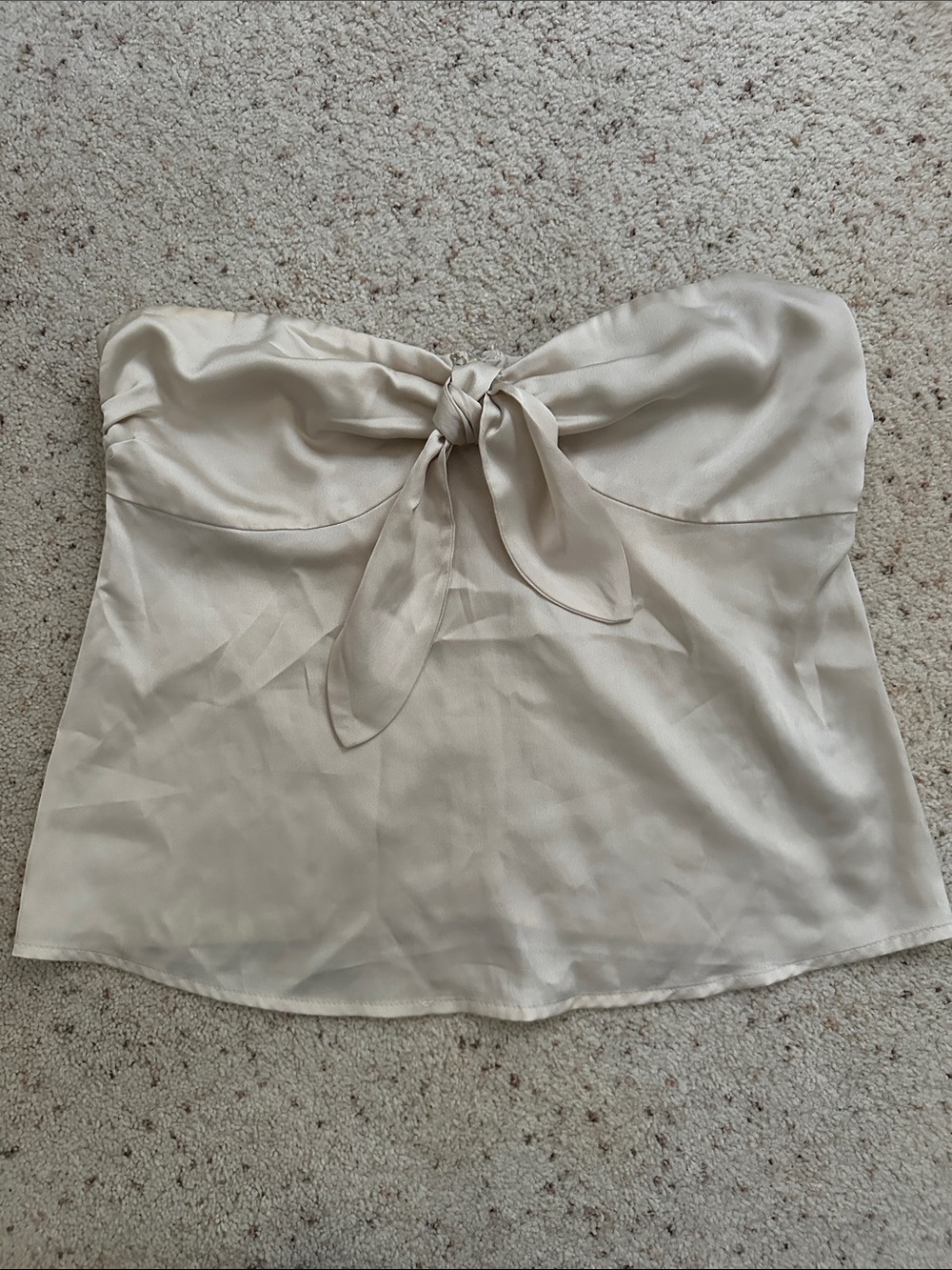 Lulu's Ivory Satin Bustier Top with Front Zip